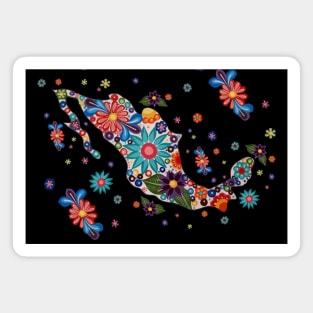 Mexico colorful floral hand-painted map Xalitla folk art Magnet